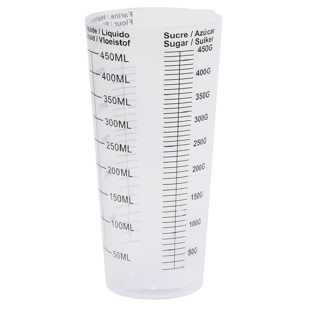 Verre doseur en plastique blanc