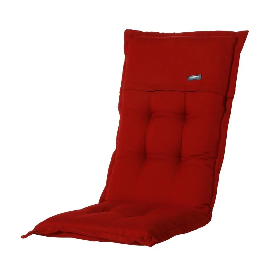 Madison - Tuinstoelkussen Hoge Rug Rib red - Ca. 123x50 cm - Set van 4