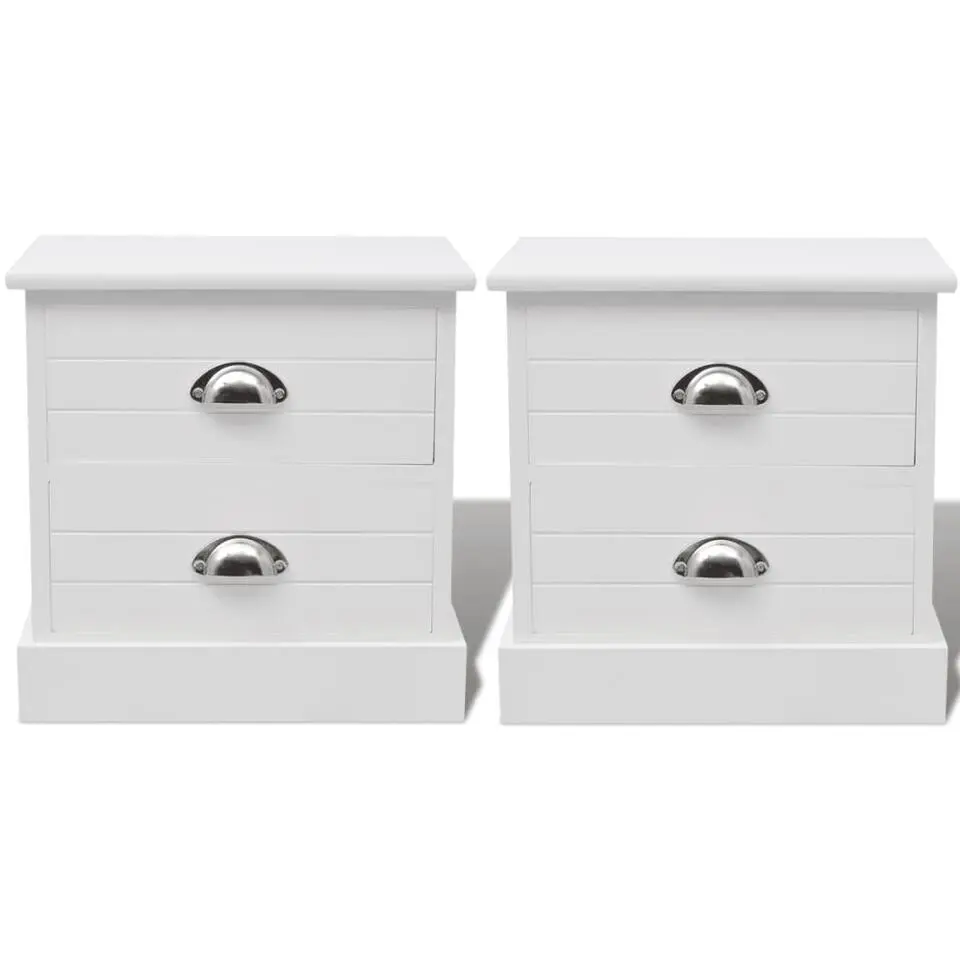 vidaXL - Nachtkastje - Wit - Paulowniahout - 2 stuks