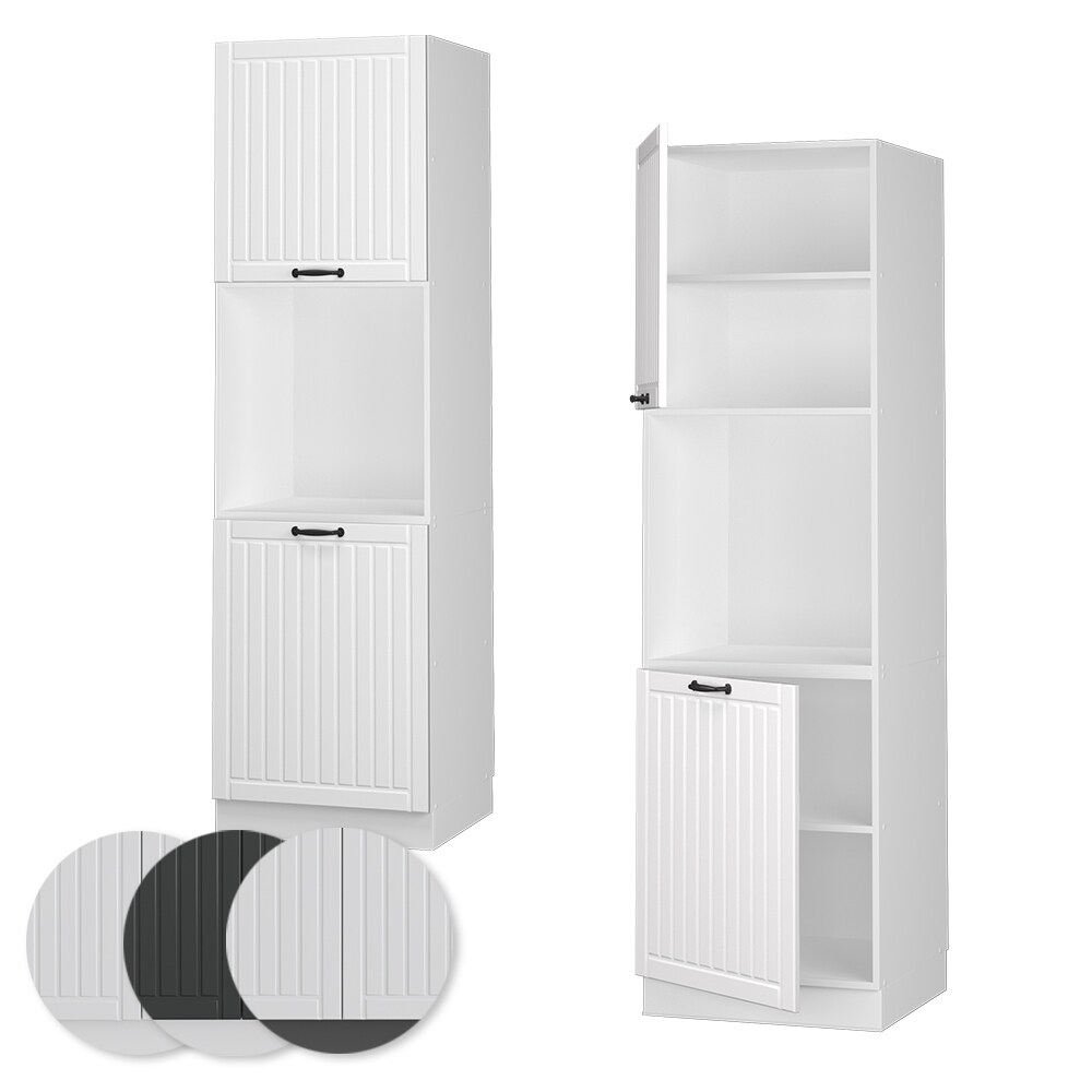 Vicco Herdumbauschrank Küchenschrank Küchenmöbel Fame-Line Landhaus Weiß 60 cm Küche Einbauküche Blende Herdschrank Hochschrank Küchenzeile Drehtür Einlegeboden