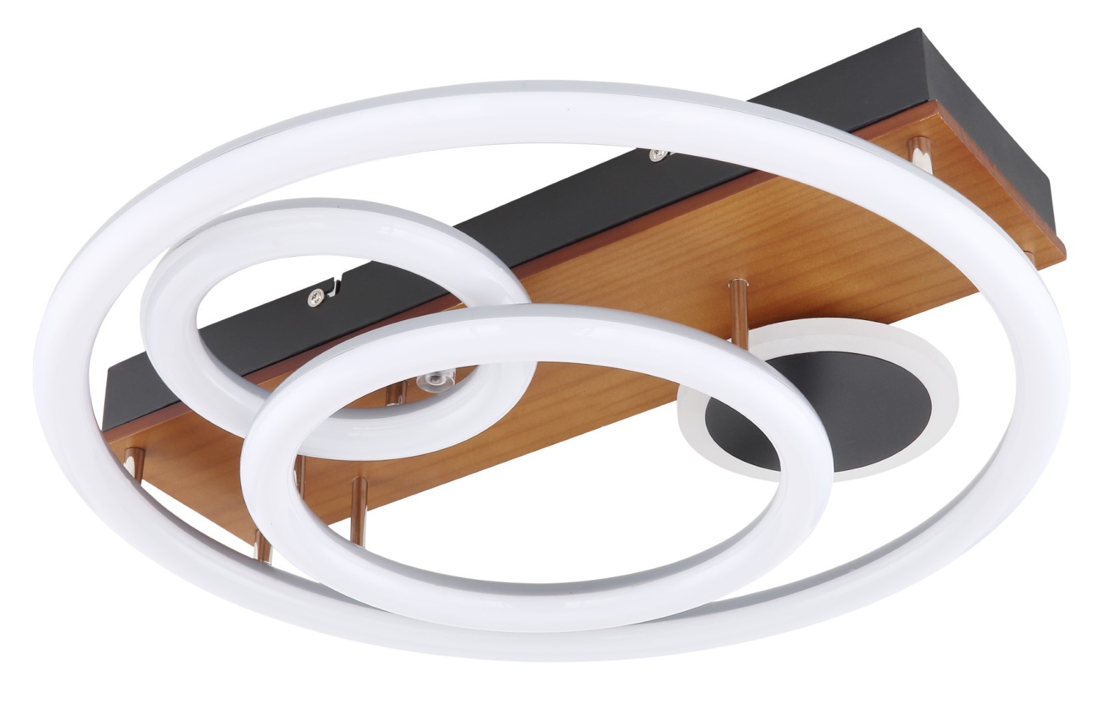 LED-Deckenleuchte - schwarz-holzfarben-weiß - Ø 48 cm