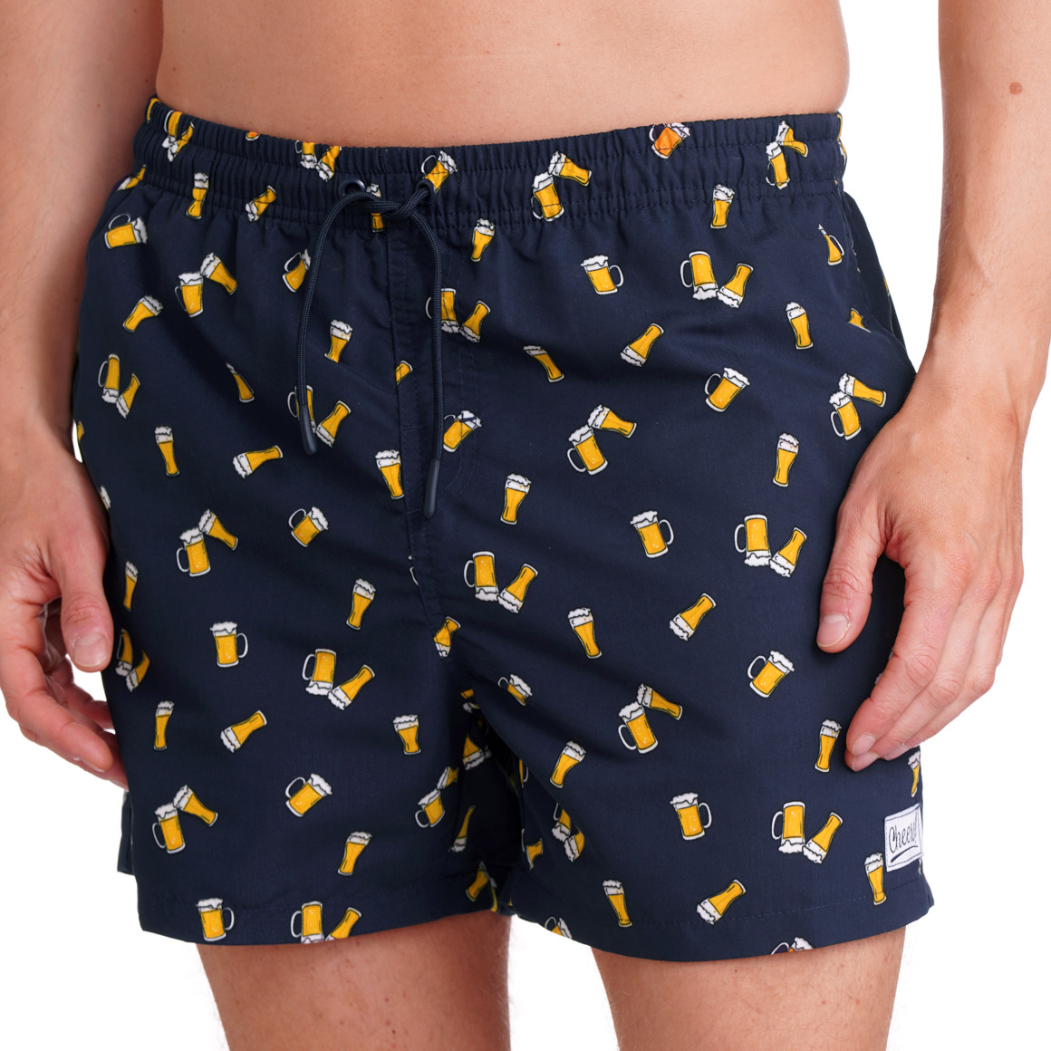Herren Badeshorts mit Fun-Motiven dunkelblau