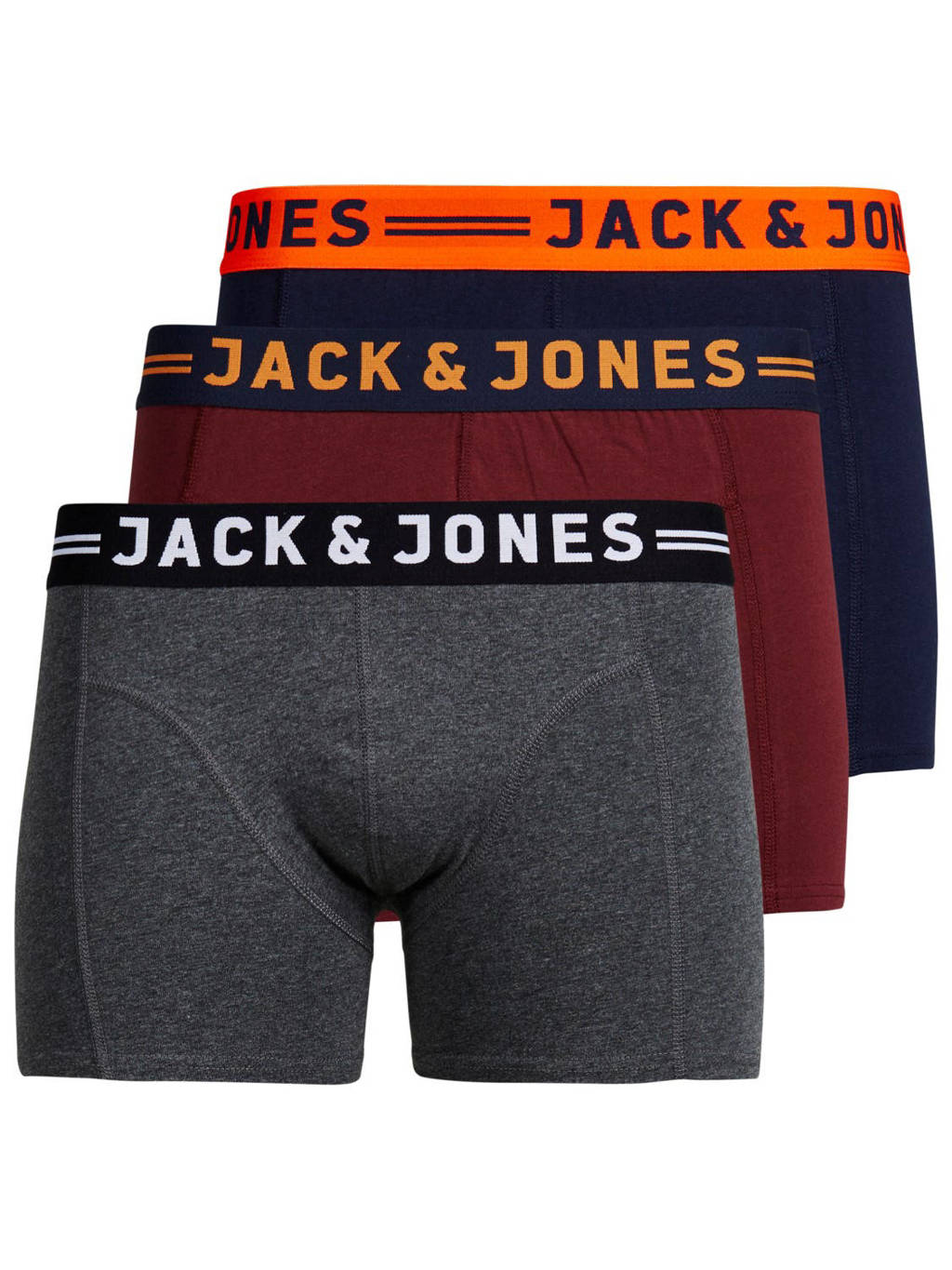 Super fijne strakke onderbroekboxershort JACLICHFIELD - set van 3 antraciet/rood/zwart
