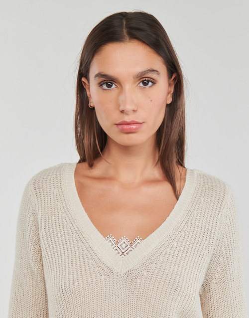 Vila - VIDEBRA REV L/S V-NECK KNIT TOP - Beige