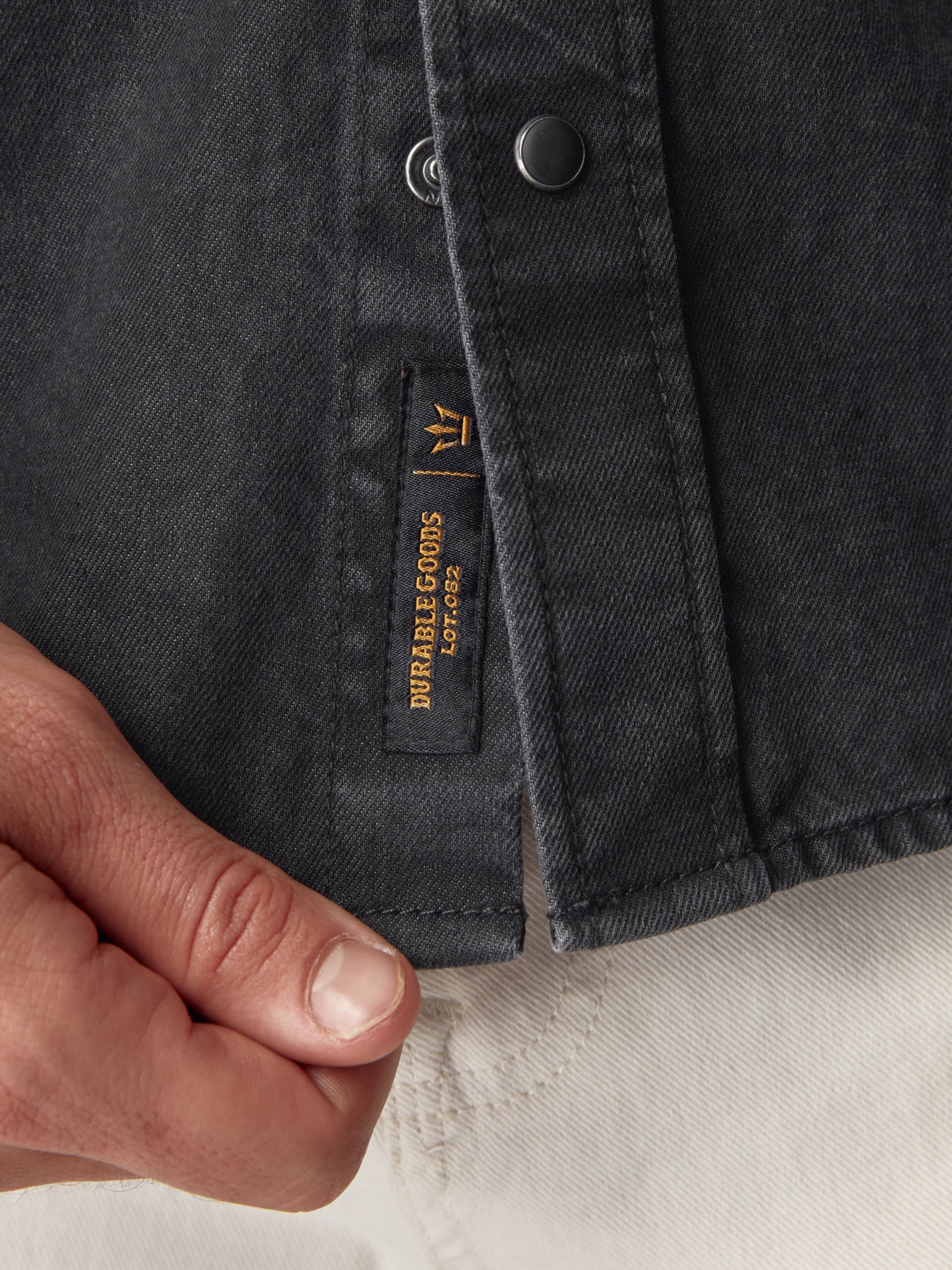 Zwart - Denim Western 100% Cotton Long Sleeve Shirt