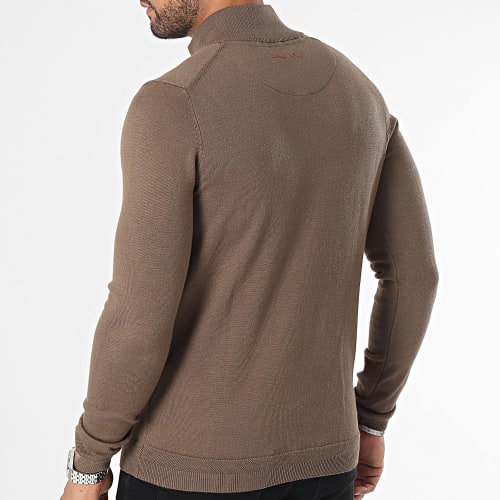 Pull Col Zippé Marty 2 Marron