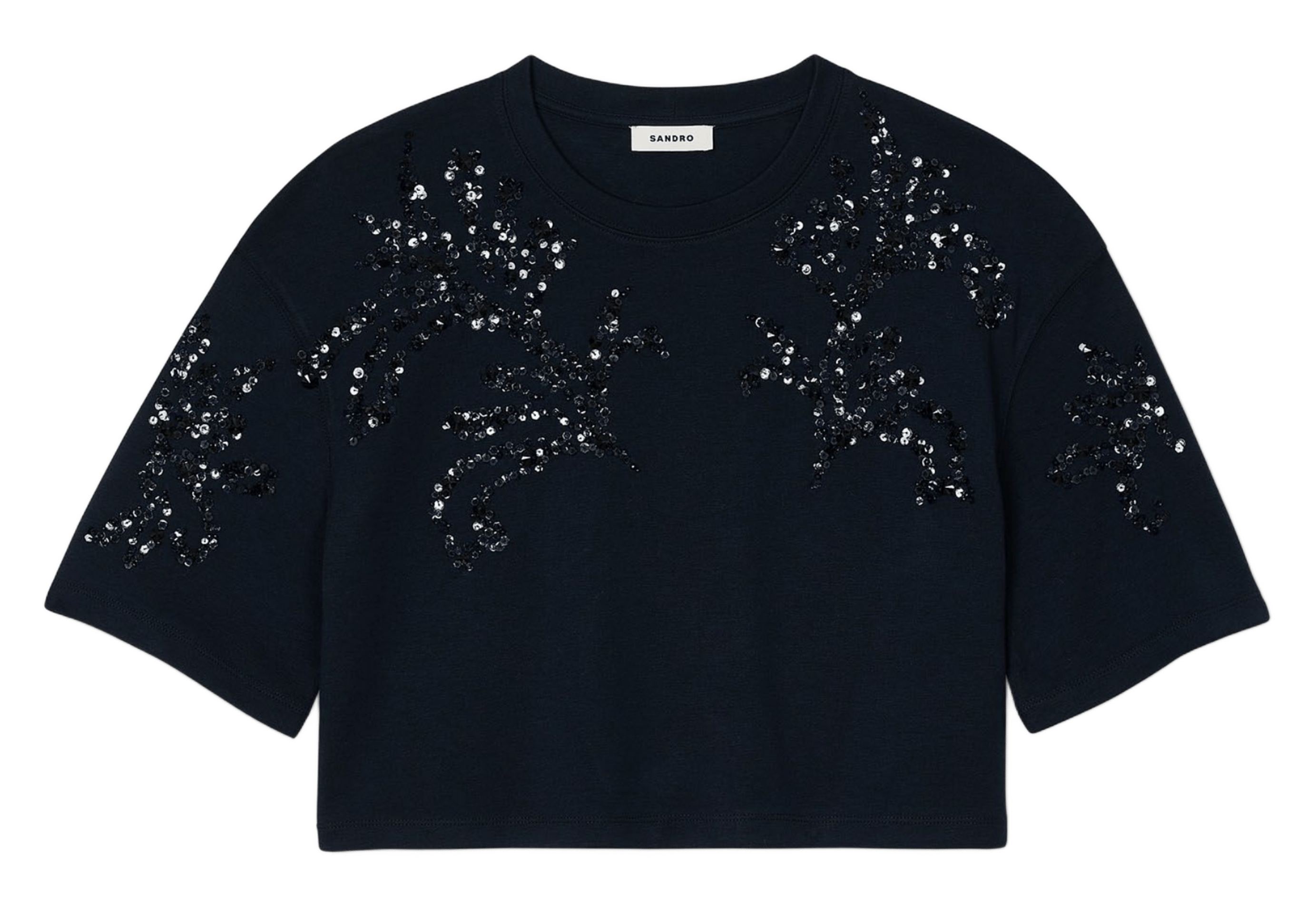 Tee-shirt perlés en coton mélangé | Bleu