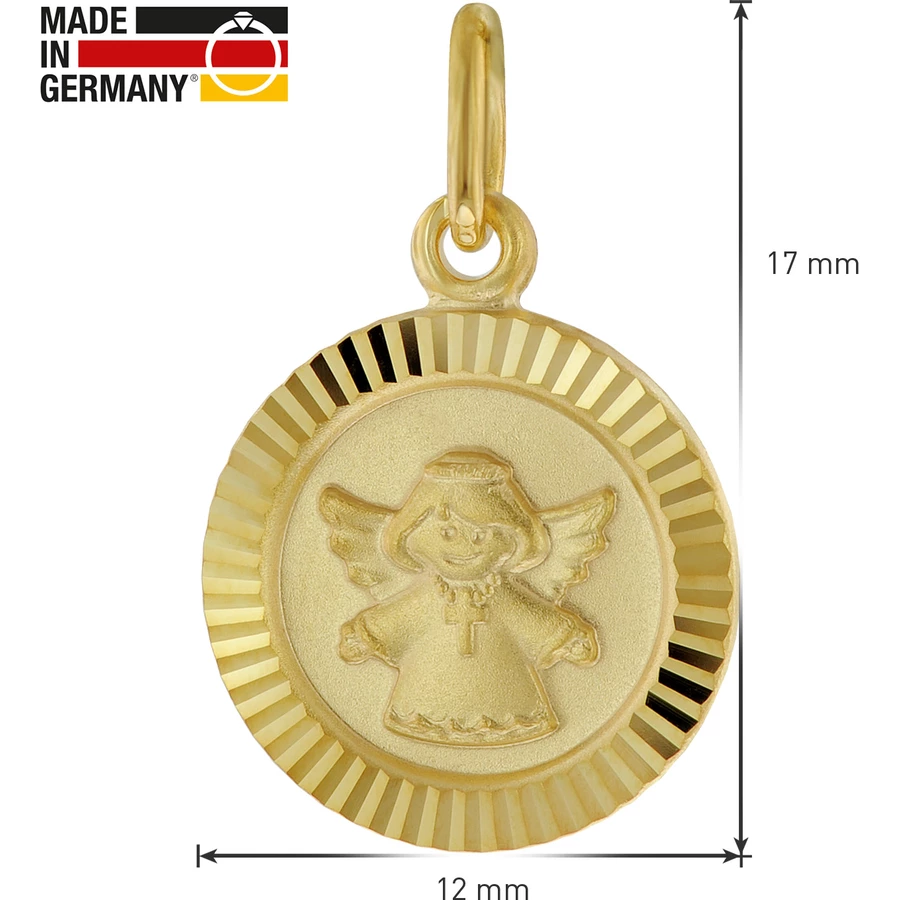 trendor Kinder-Anhänger Engel Gold 750 (18K) mit vergoldeter Silberkette gold