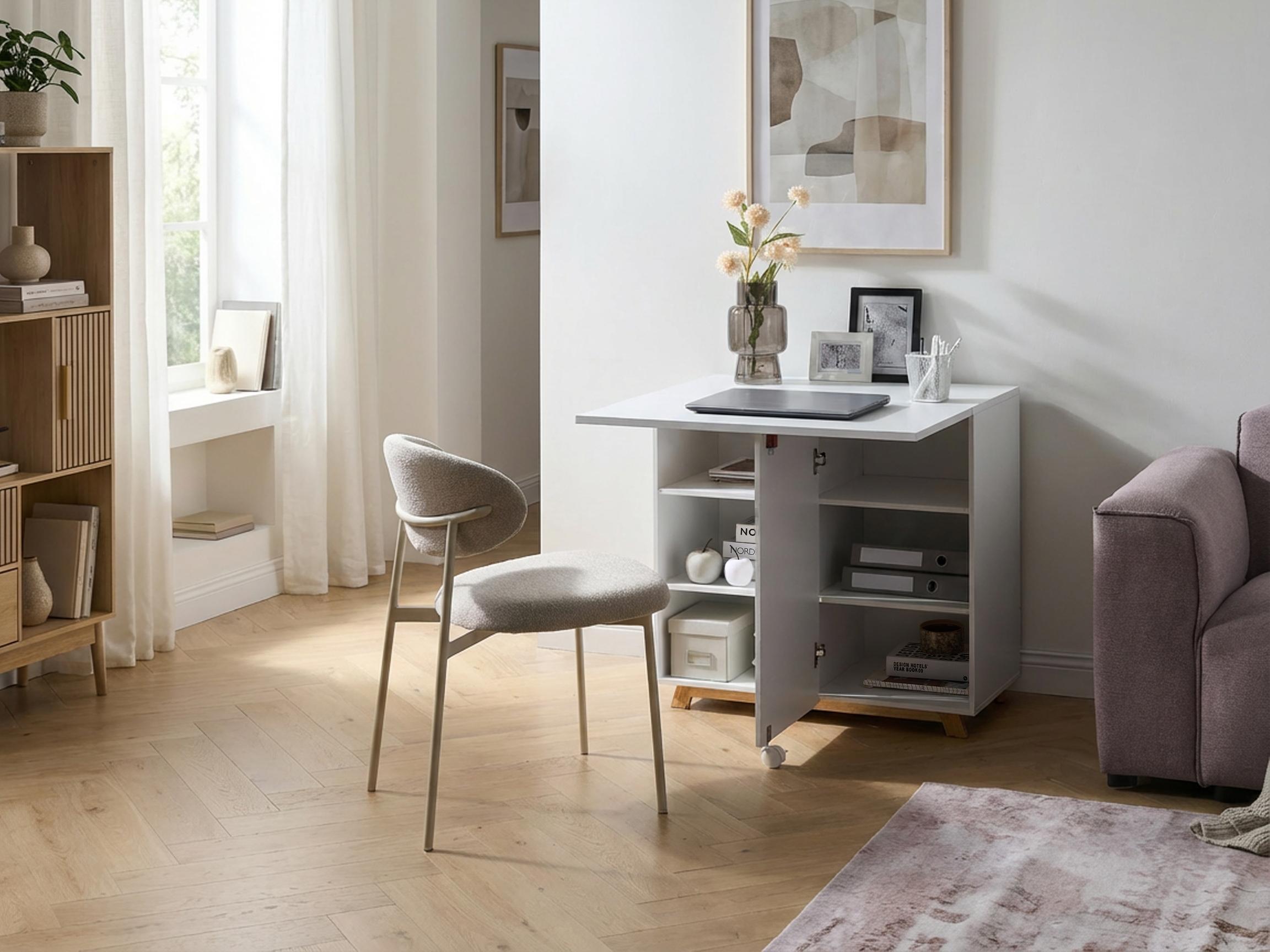 Secretaire FLOMOT Wit 80 cm 40/80 cm inklapbaar