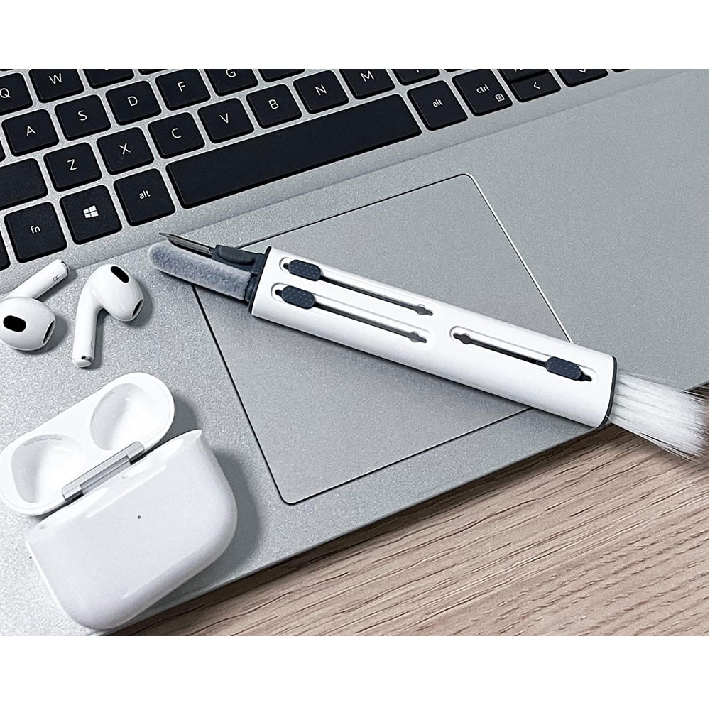 3in1 Ausziehbarer Kopfhörer Reinigungsstift Tastatur Bürste Reinigungs Werkzeug  - Weiss