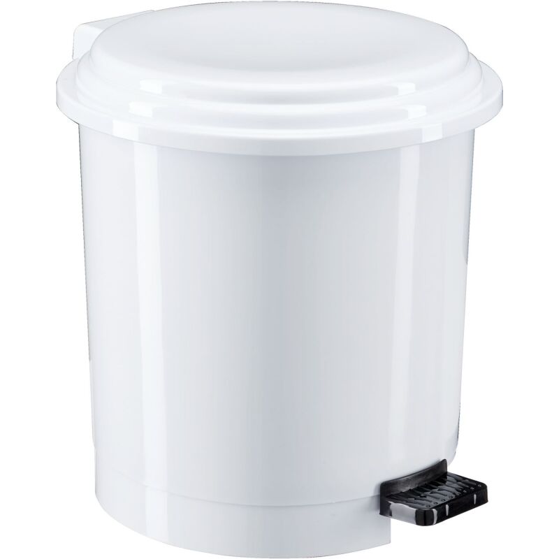 Poubelle plastique 12 litres ronde blanche à pédale
