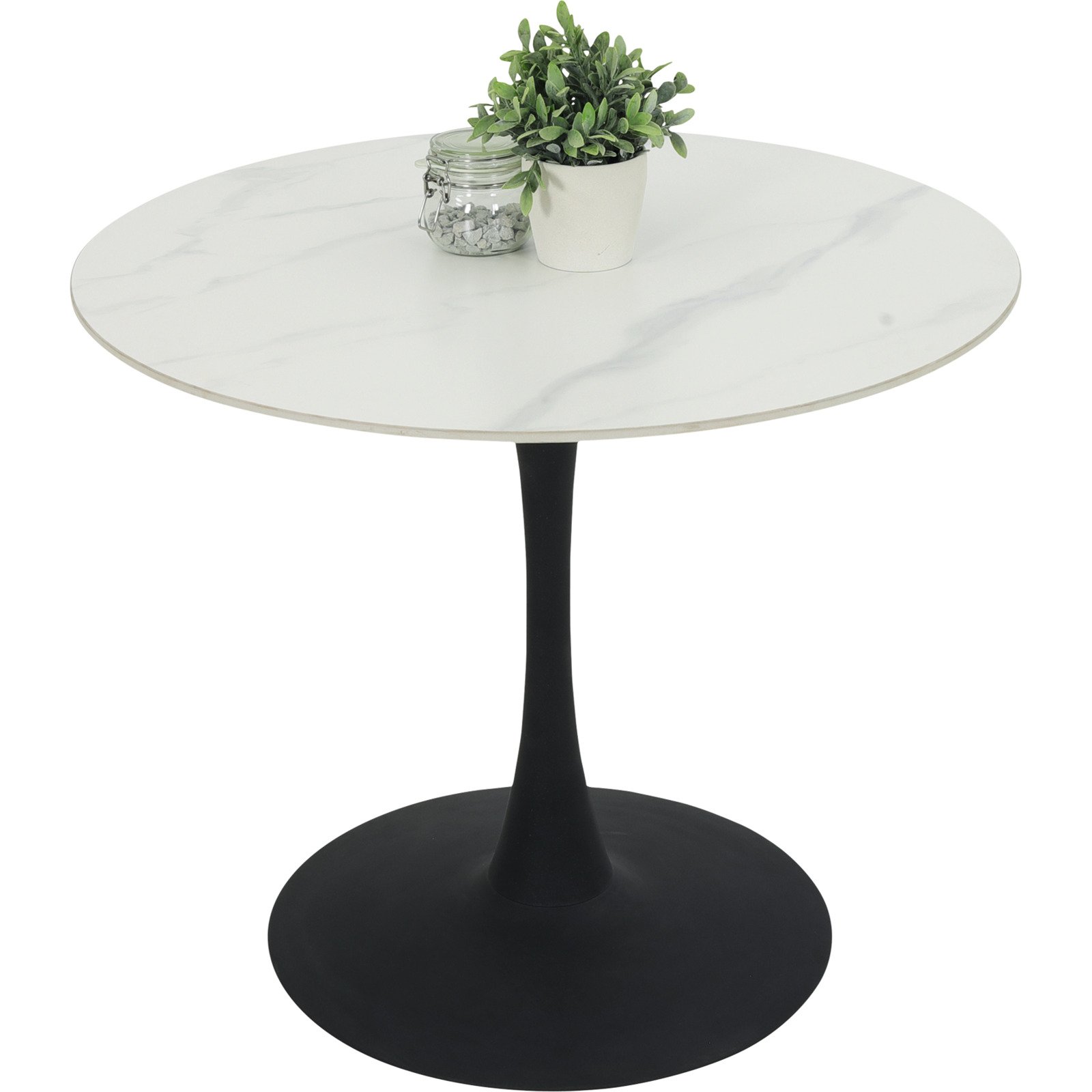 Tisch Paola Sintered Stone Marmor-Optik weiss 90 x 75 cm