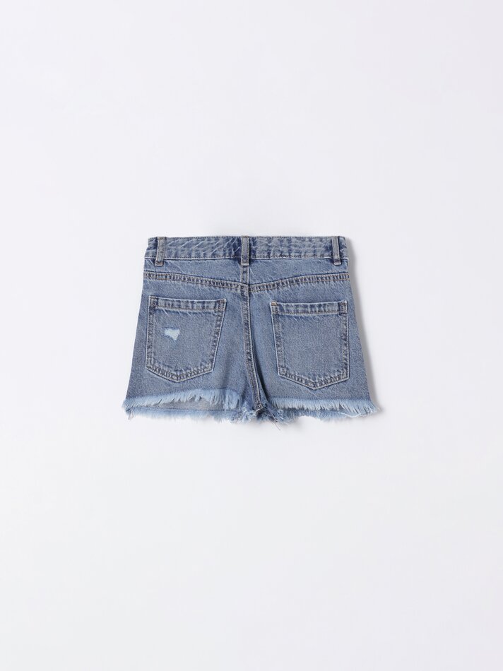 Shorts jeans rasgados - Índigo