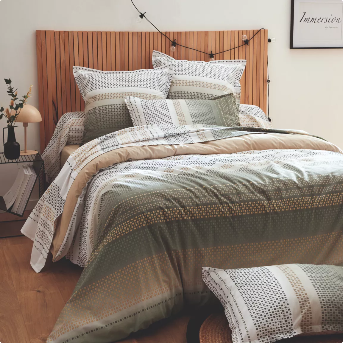 Housse de couette coton (200 x 200 cm) Niagara Vert kaki