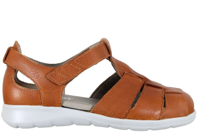 NEW FEET LUKKET SANDAL I BRUNT GLAT SKIND