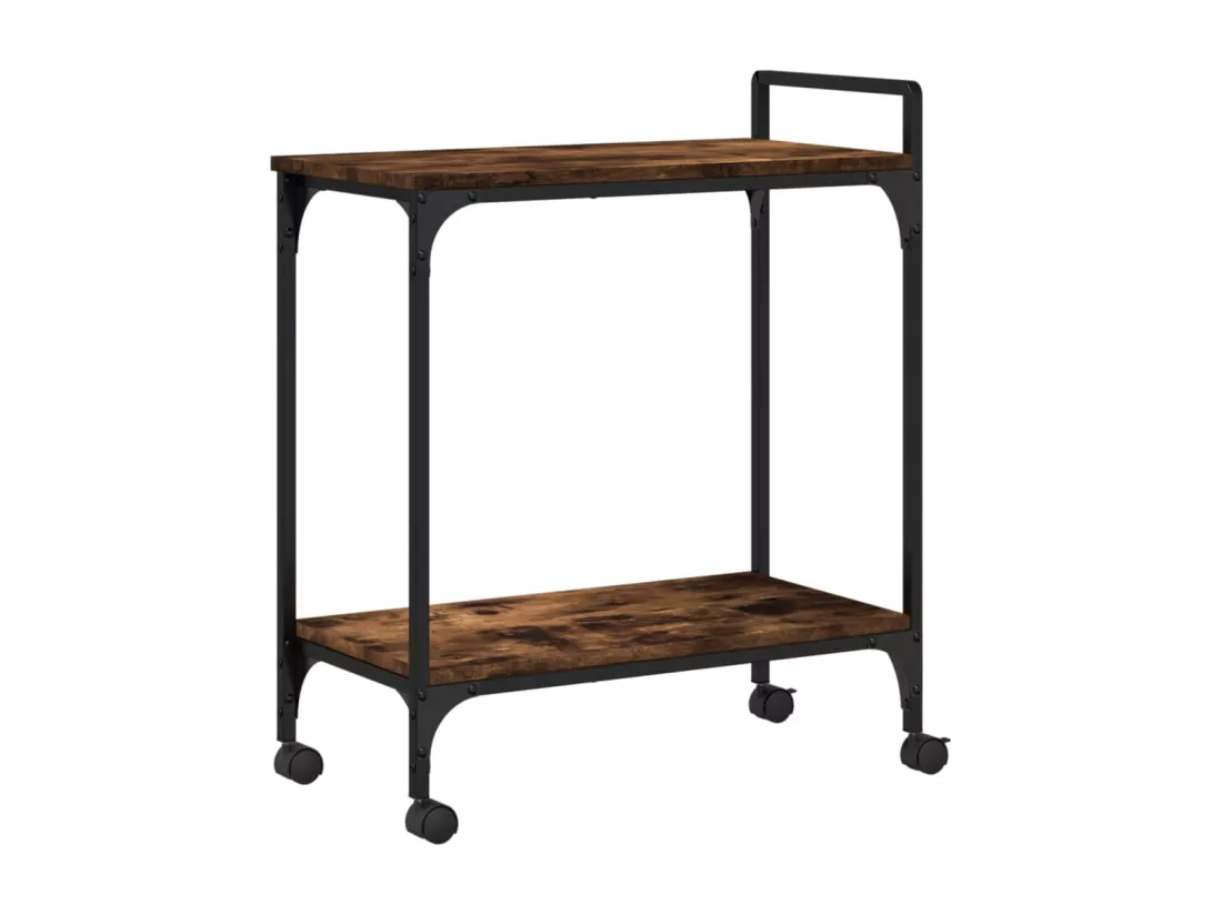 Chariot de cuisine chêne fumé 60,5x31x72,5 cm bois d'ingénierie