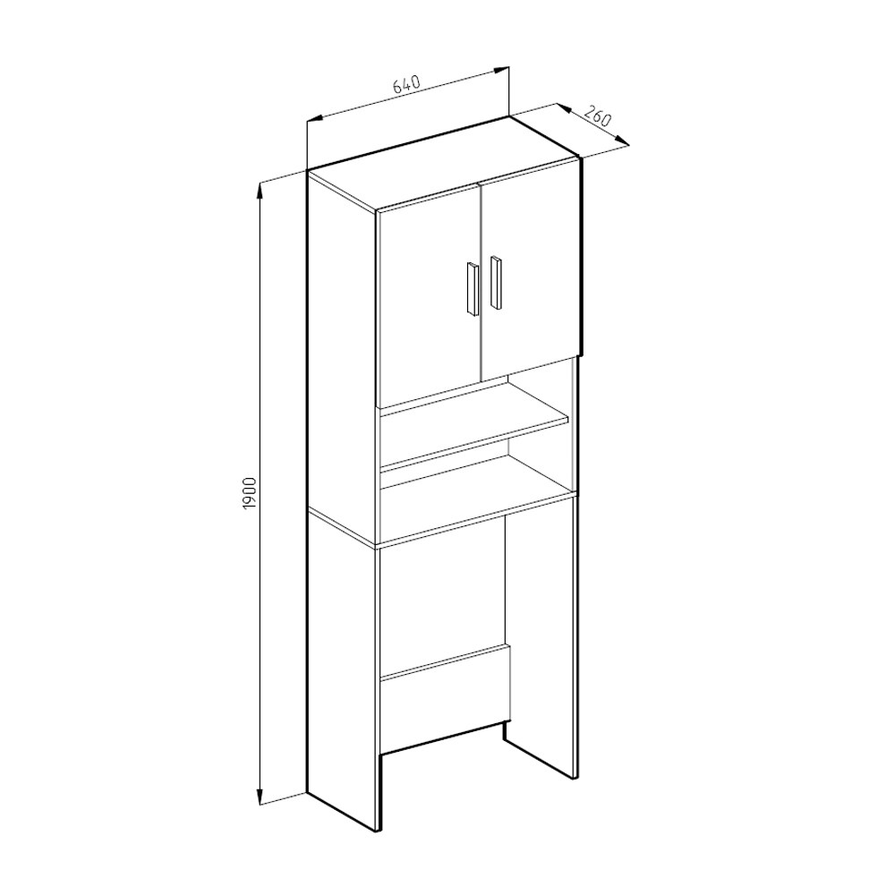 VICCO Waschmaschinenschrank 190 x 64 cm Weiß - Badregal Regal Hochschrank für Waschmaschine Trockner