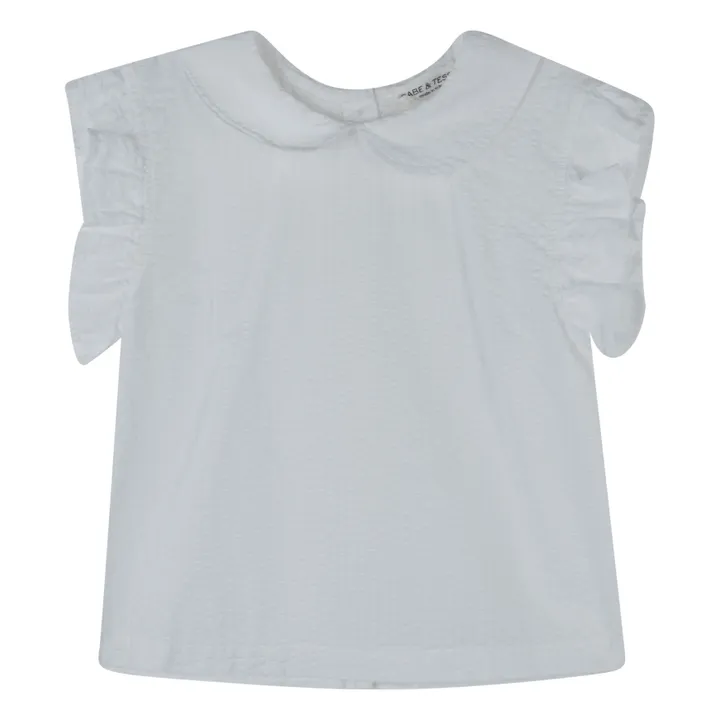 Babe & Tess Blouse Col Claudine Flora | Blanc