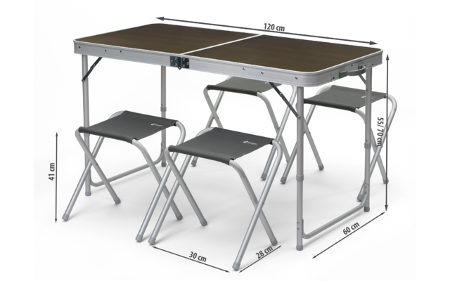 Berger Solo  + 4 Hocker Picknicktisch  60 x 120 cm