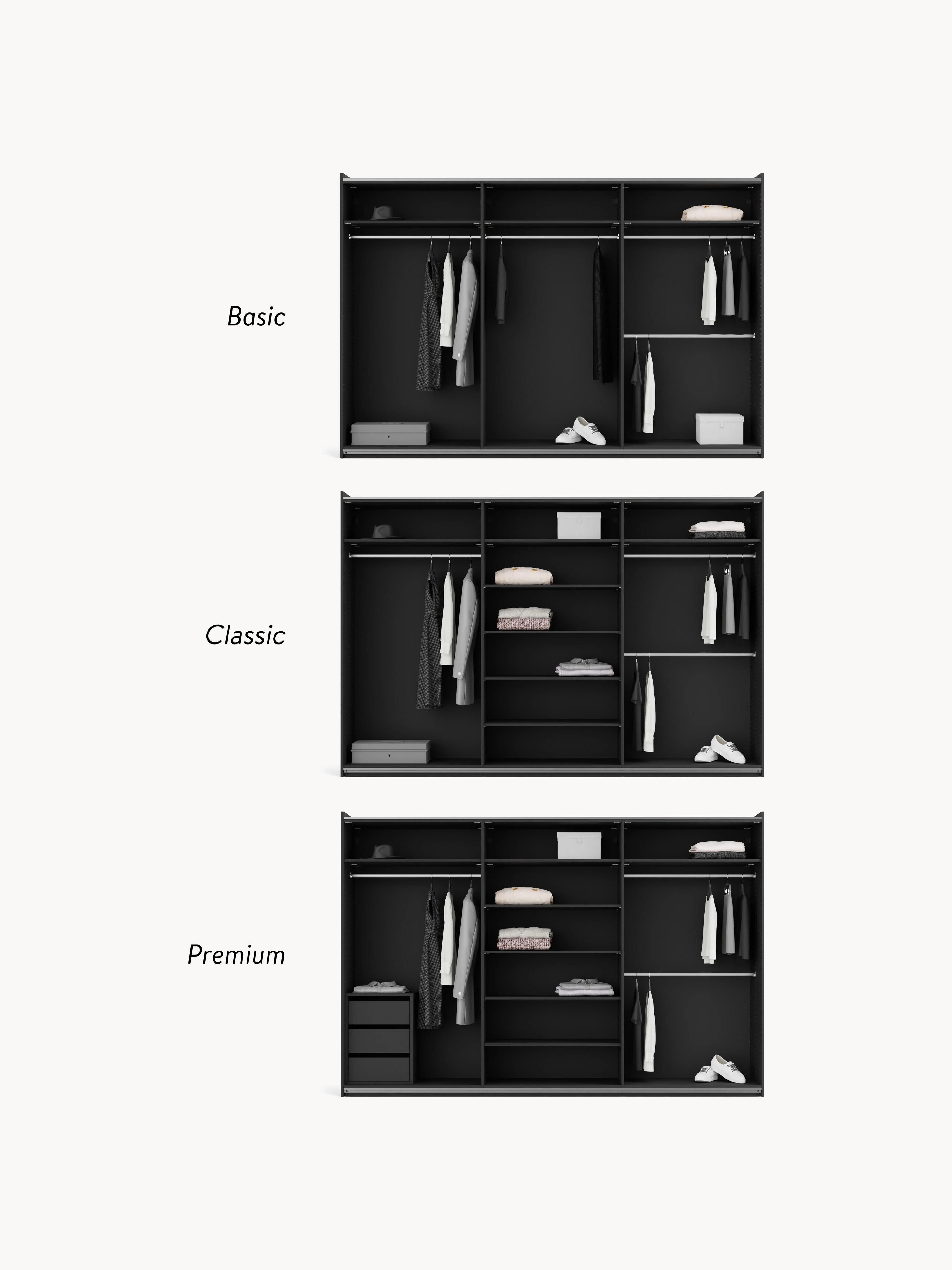 Modulaire schuifdeurkast Leon, 300 cm breed, diverse varianten