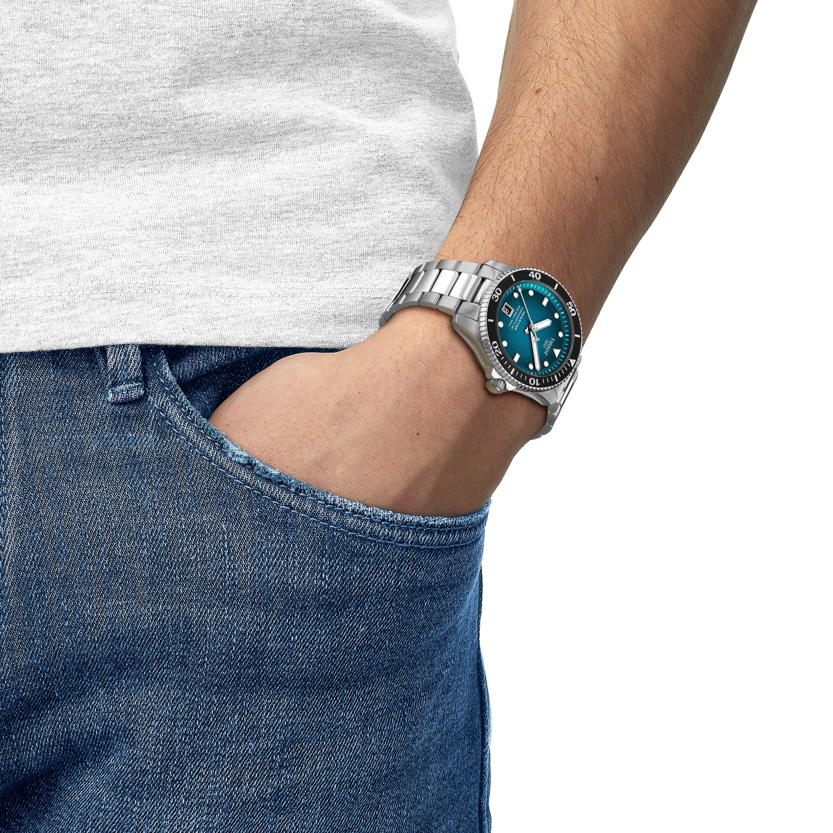 Montre TISSOT T-sport homme automatique, bracelet acier inoxydable