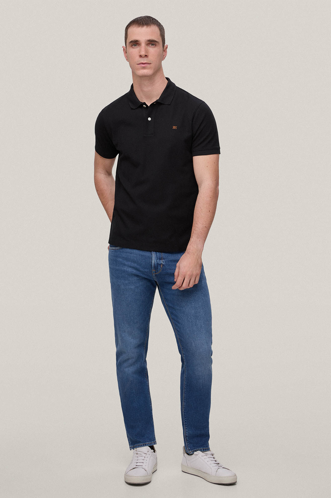 Camisa polo com logotipo - Preta