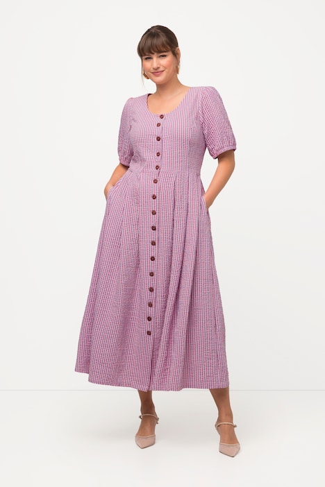 Kleid, Bubble-Qualität, Vichykaro, Rundhals, Halbarm
