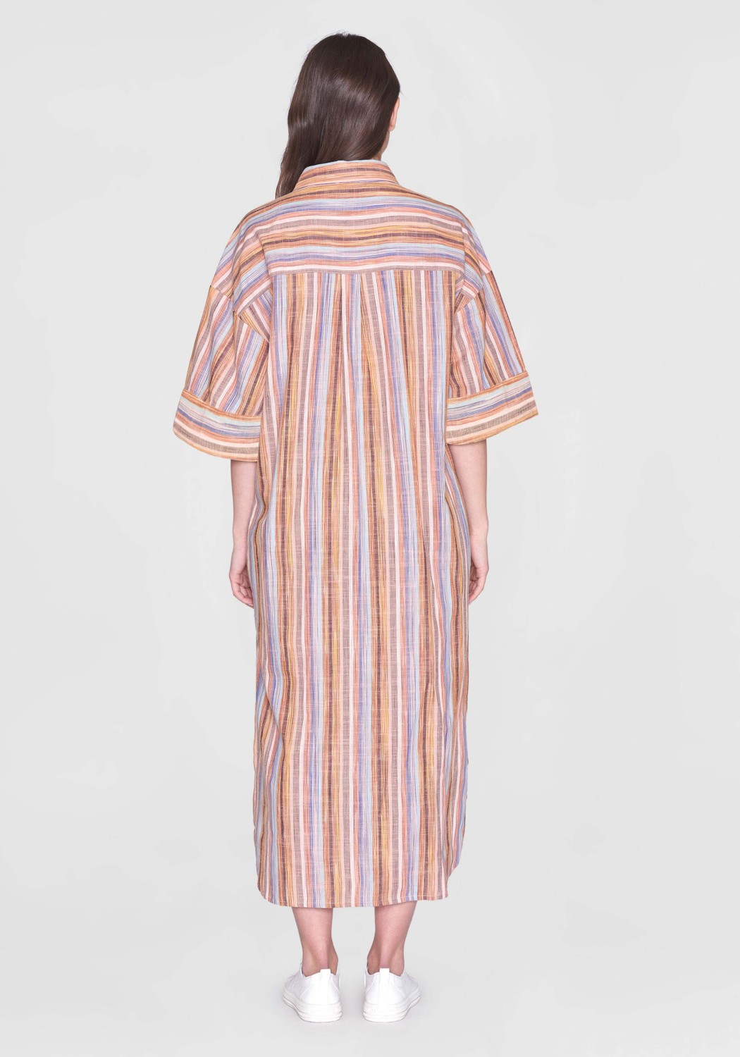 Knowledge Cotton Apparel Hemdkleid Multicolored Stripe SS Shirt Dress Multi Color Stripe