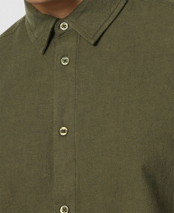 Knowledge Cotton Apparel Regular fit heavy twill flannel shirt - GOTS/Vegan Grøn