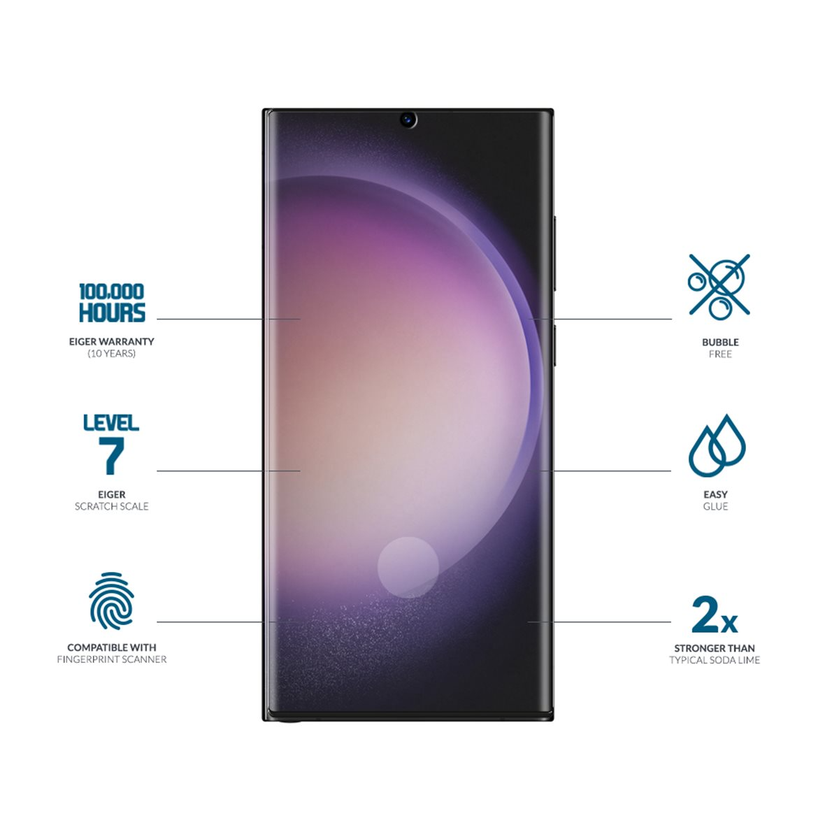 Samsung Galaxy S23 Ultra 5G Mountainglass 3D Panzer Glas Case Friendly mit Rahmen (EGSP00874) - Schwarz