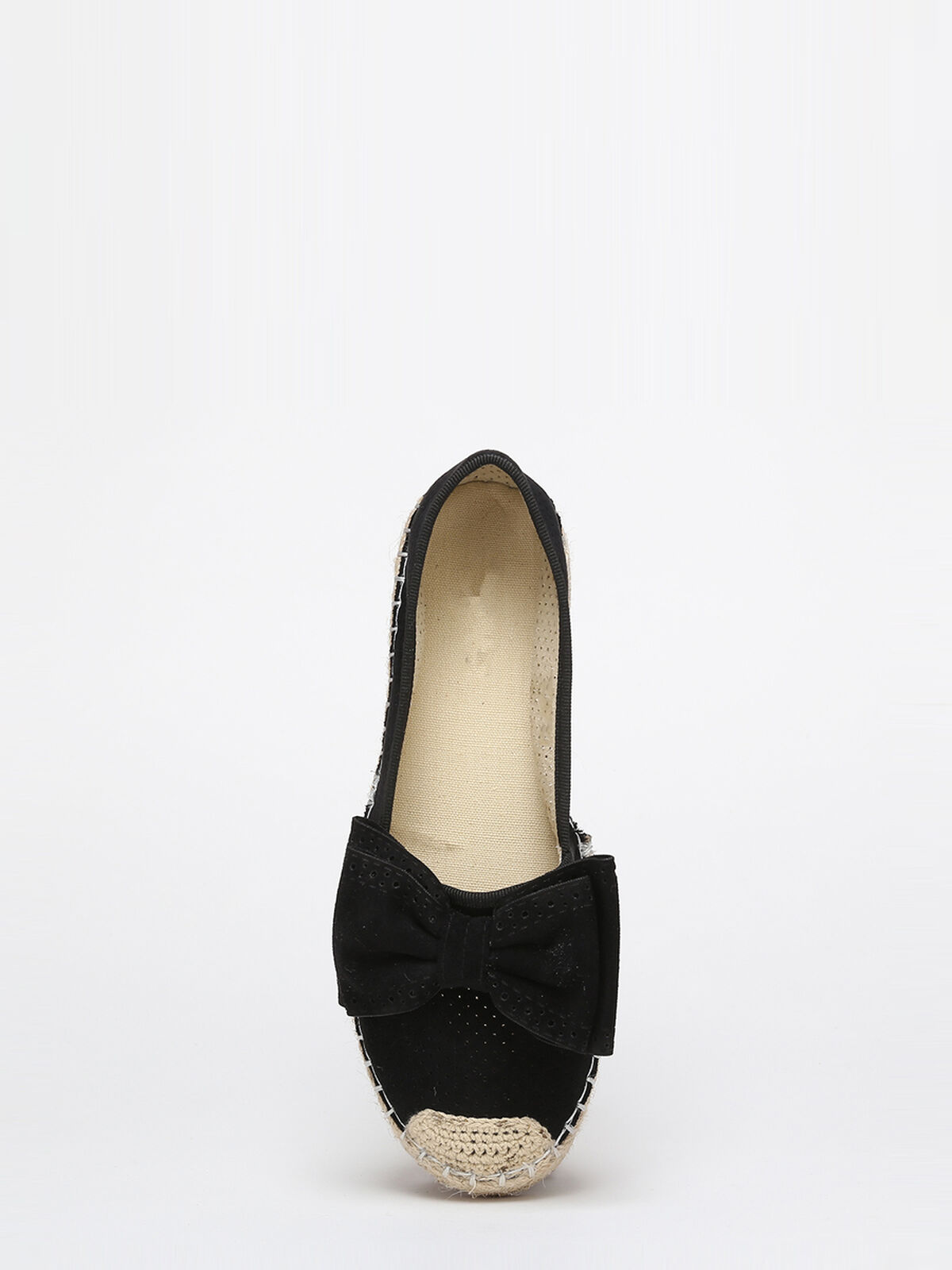 Espadrilles à noeud avec perforations- Noir