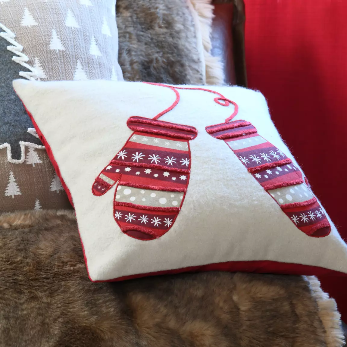 Coussin carré coton (40 x 40 cm) Megève Ecru