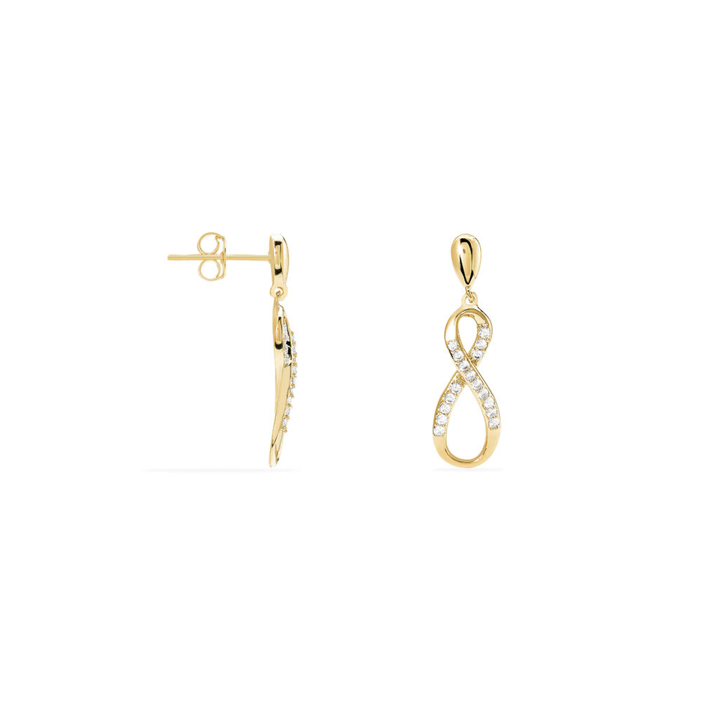 Boucles D'oreilles Pendantes Dunya Plaqué Or Jaune Oxyde De Zirconium