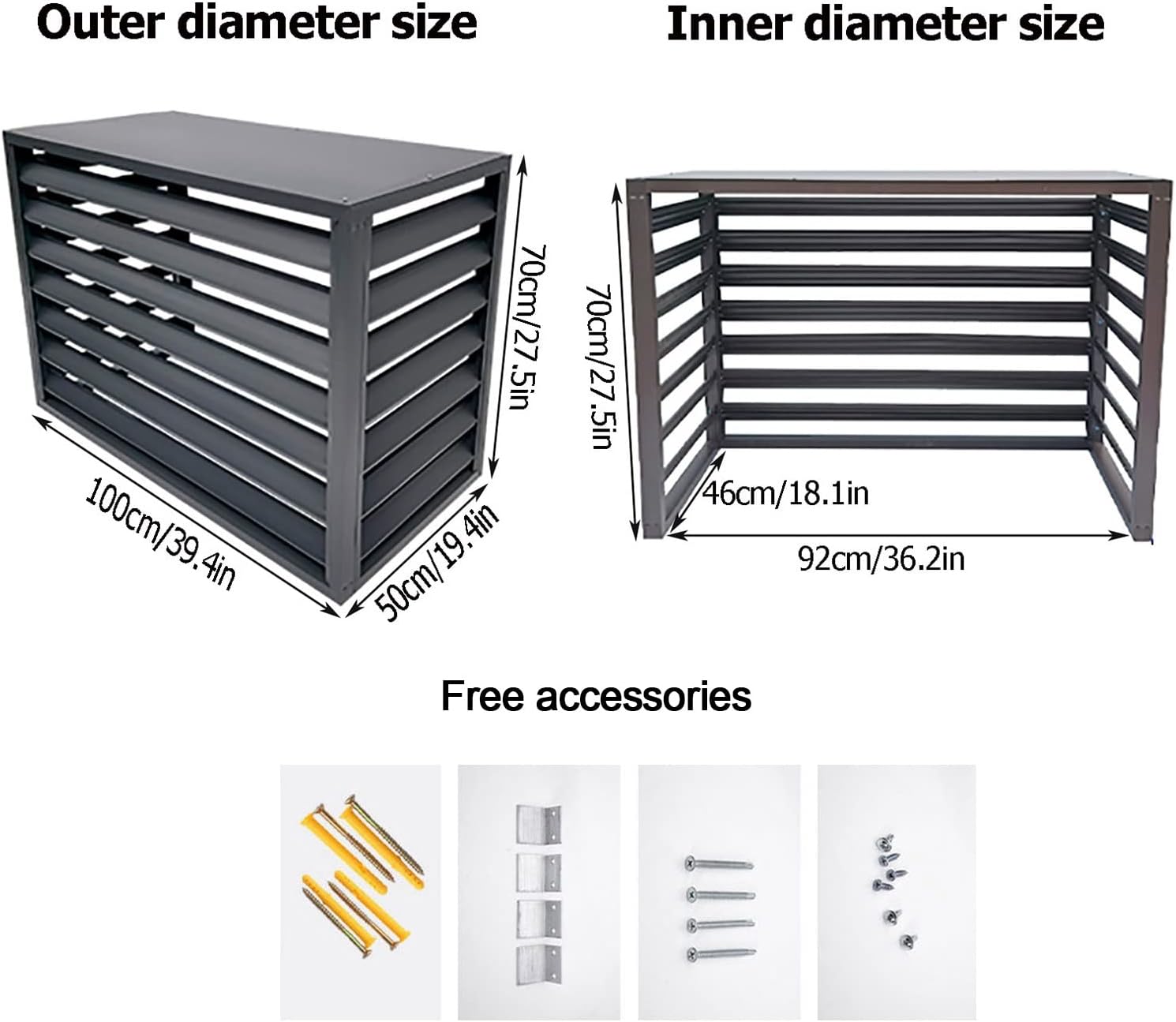 Klimaanlagen Abdeckung Aus Aluminium,Cover Schutzgitter Für Wärmepumpen,Abdeckung Klimaanlage Außengerät,Schutzgehäuse Aus Klimageräte Oder Wärmepumpe,Zum Verstecken Und Schutz Ihrer Klimaanlage (Col