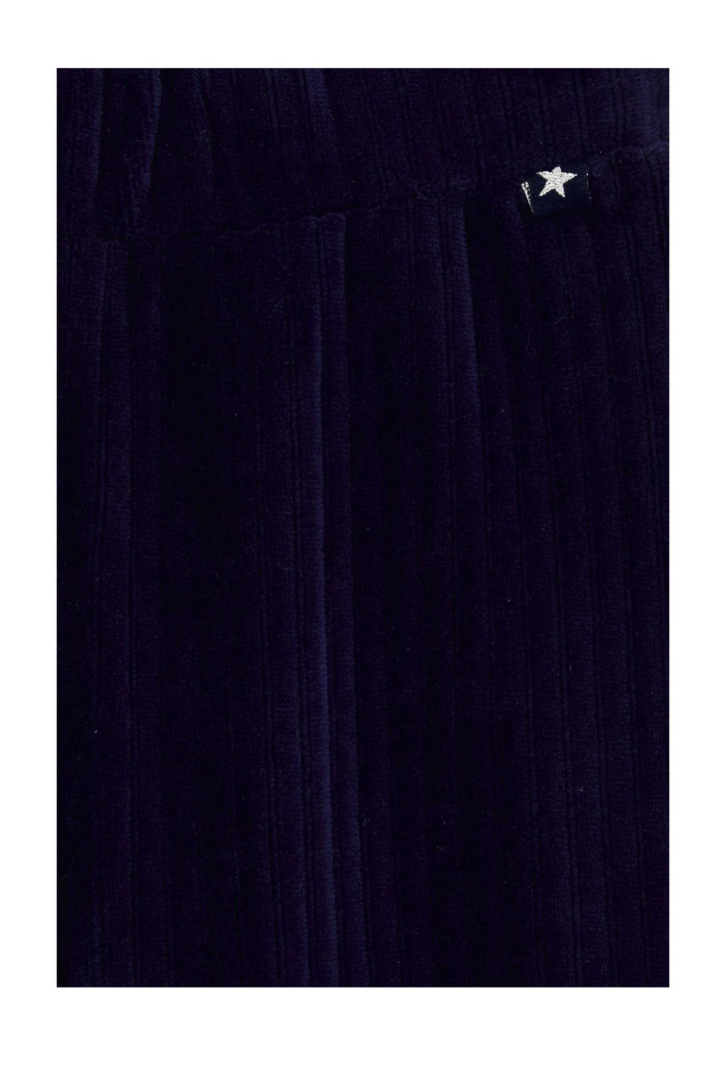 WE Fashion velours flared broek donkerblauw