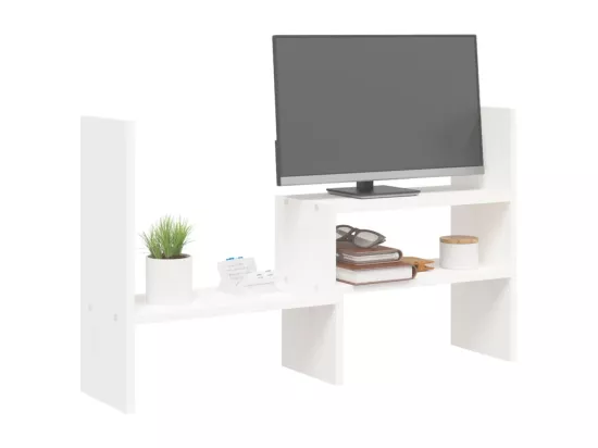 Support pour moniteur Blanc (39-72)x17x43 cm Bois de pin solide