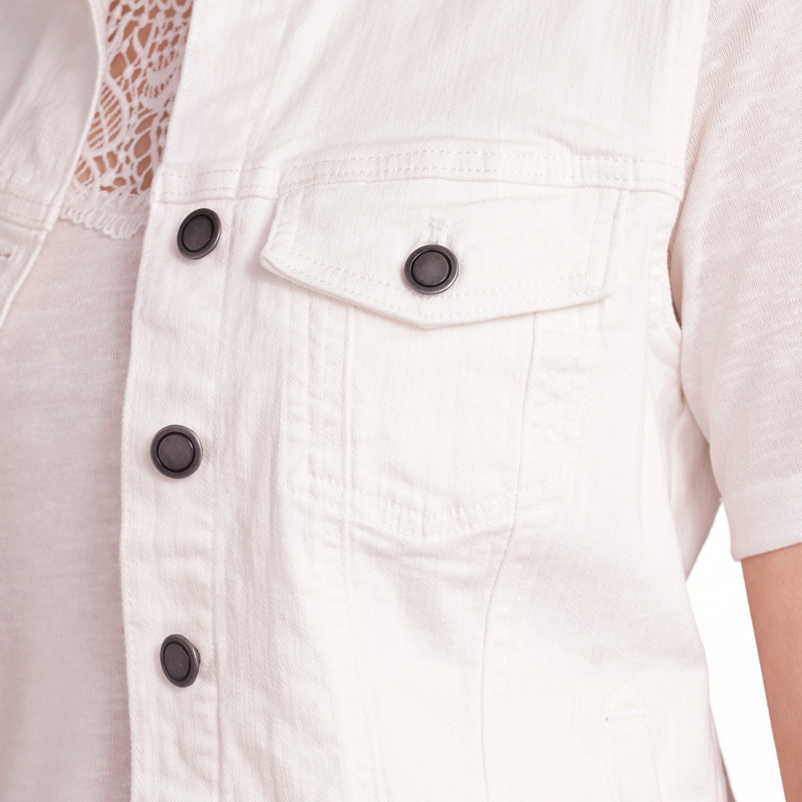 Gina Damen Jeansweste mit vier Taschen weiss