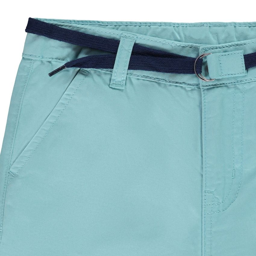 Bermuda uni en twill pour garçon - Bleu moyen