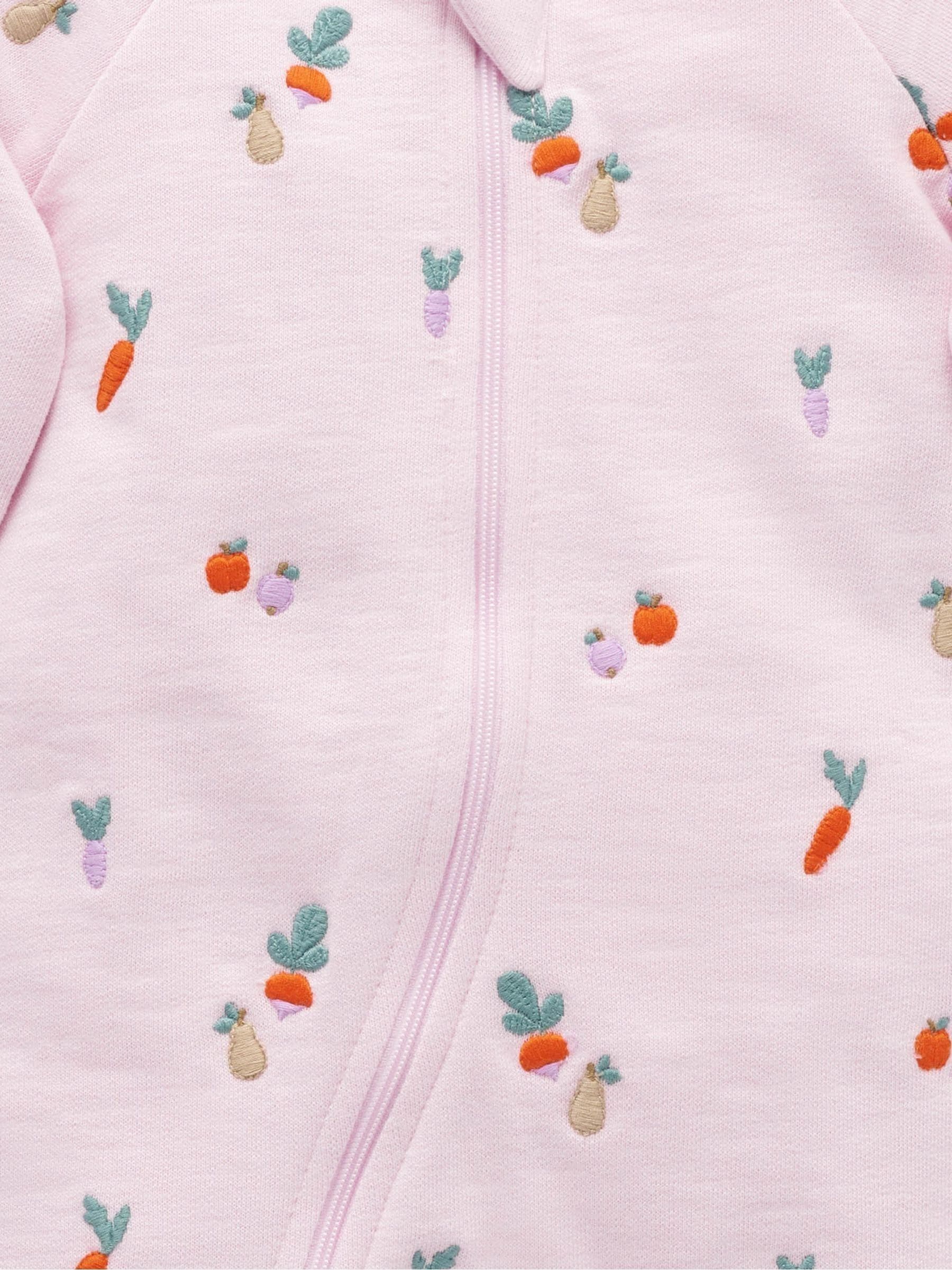 Roze - Purebaby Embroidered Fleece Sleepsuit