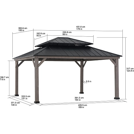 Sunjoy pavillon i cedertræ - sort
