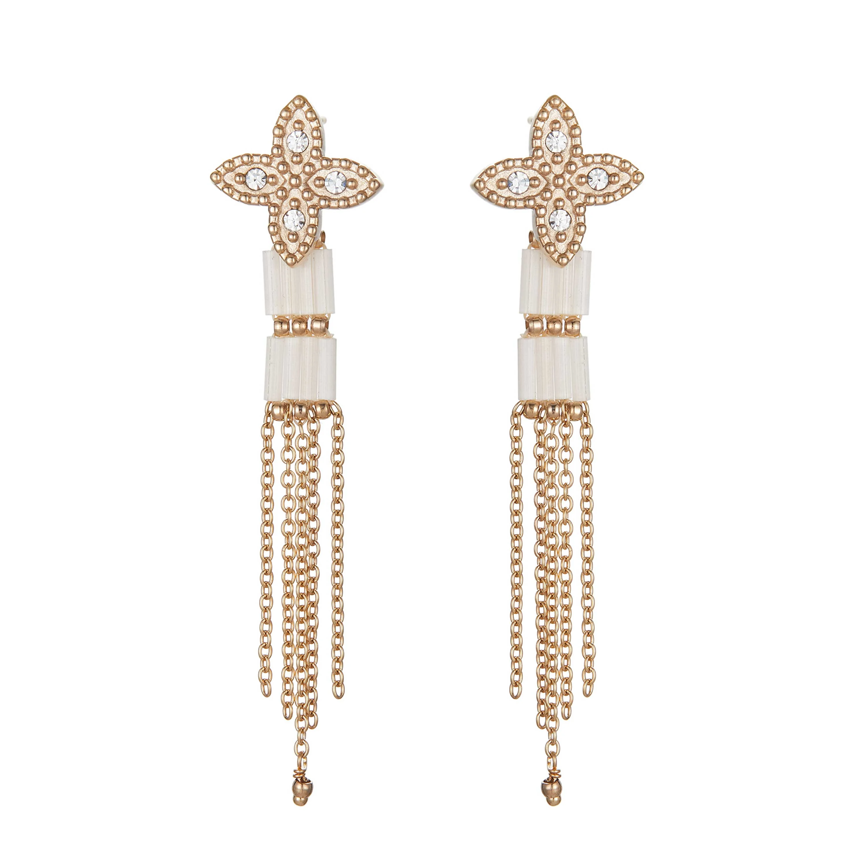 ALABASTER - Boucles d'oreilles pendantes avec perles | Doré