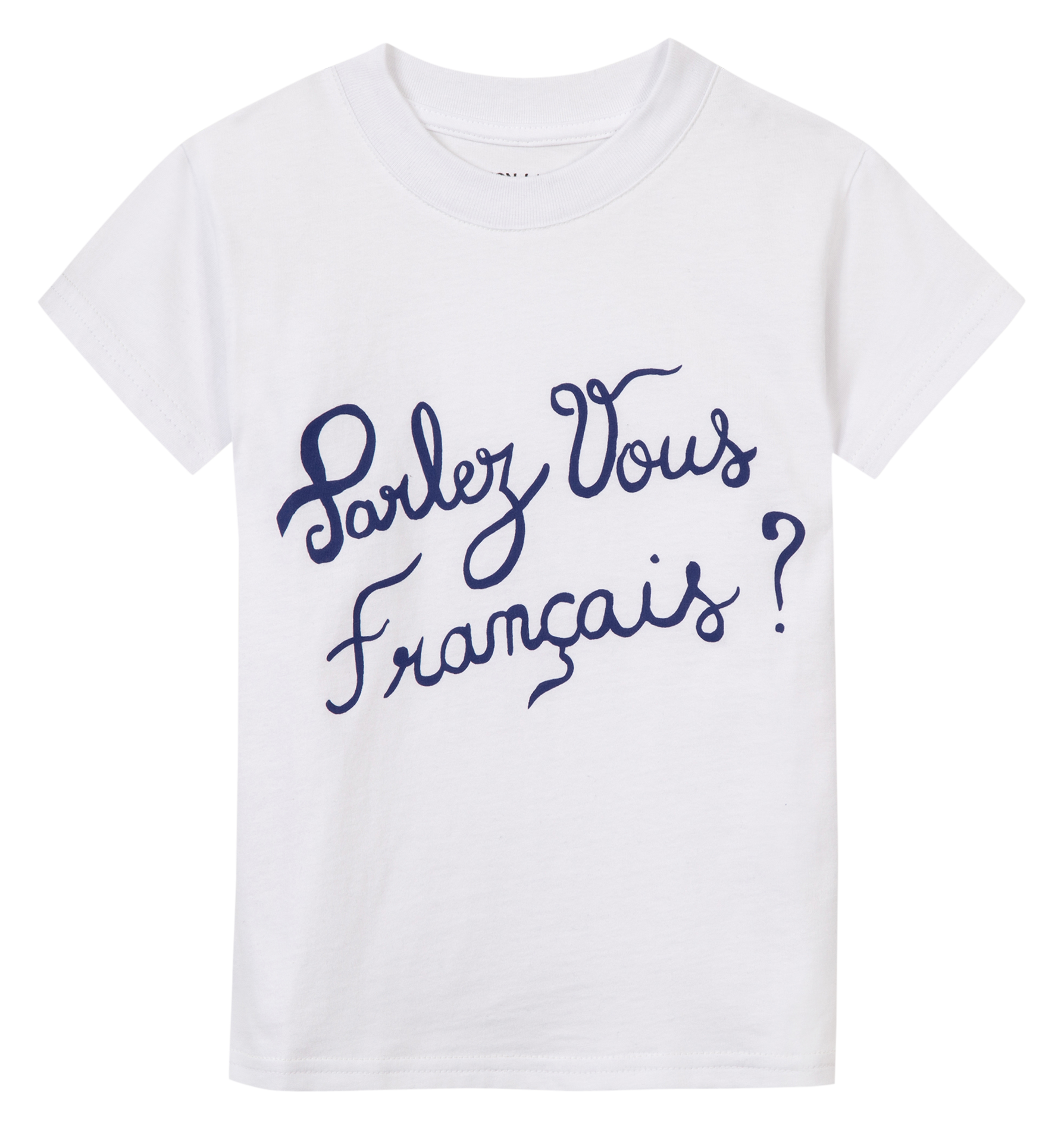 LEON PARLEZ VOUS FRANCAIS - Tee-shirt col rond brodé en coton bio | Blanc
