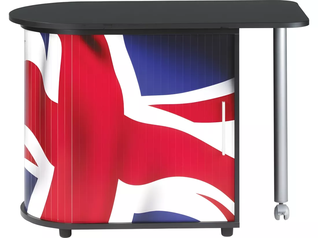 Bureau Pivotant Noir et Meuble de Rangement - Coloris: Drapeau anglais 701