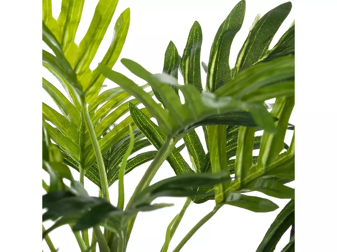 Palmier avec pot en ciment blanc etnik l.30 x p.30 x h 29, vert