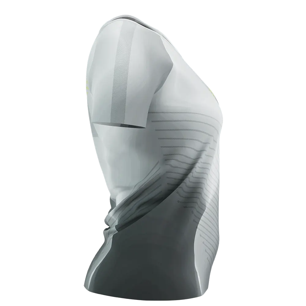 Compressport Performance Hardloopshirt Korte Mouwen Zwart/Wit/Geel Dames
