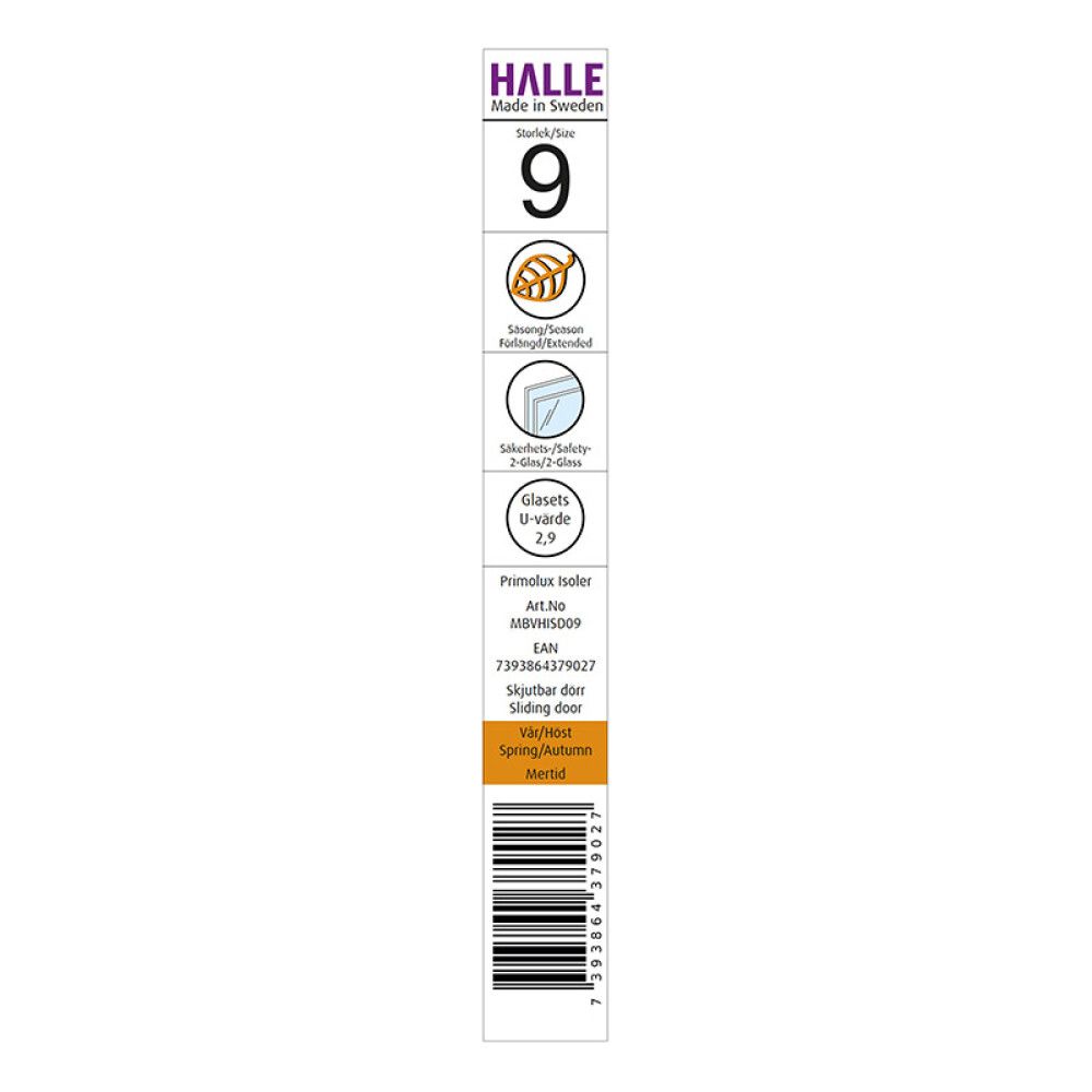 SKYVEDØR HALLE PRIMOLUX ISOLERGLASS BREDDE 960MM