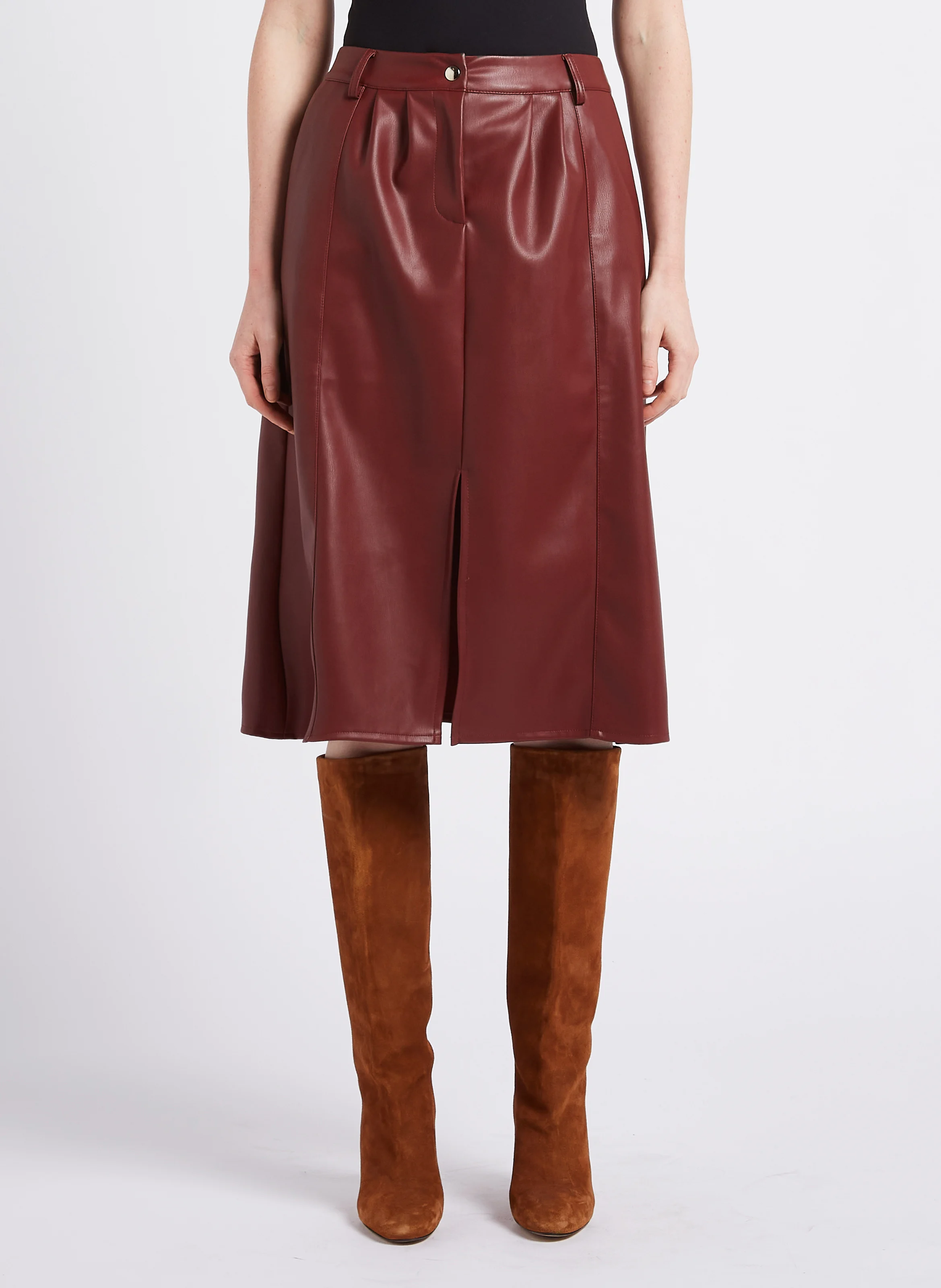 JOSIE - Jupe midi fendue| Rouge