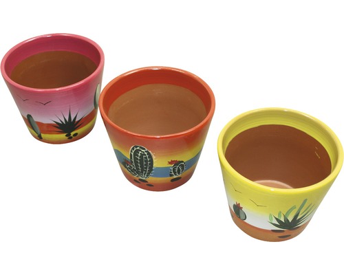 Mexicaanse bloempot, klei, Ø 11,5 cm, H 9,5 cm, willekeurige selectie van kleuren en patronen