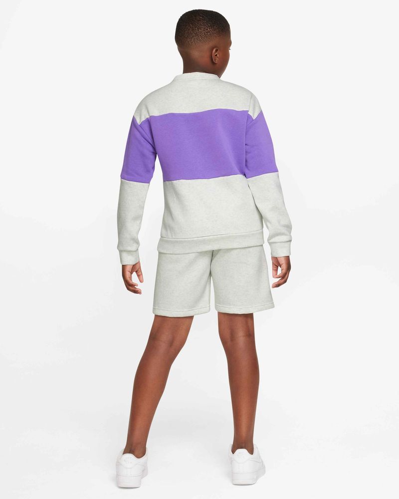 Ensemble Pull / Short Nike Sportswear French Terry Gris & Violet pour enfant