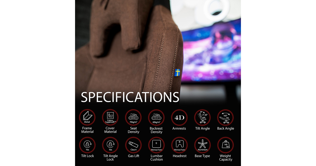 ArozziVernazza Supersoft Fabric - Brown gamestoel  (Bruin)